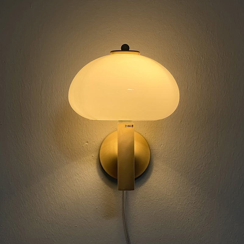 Cream Mushroom Glass Wall Light