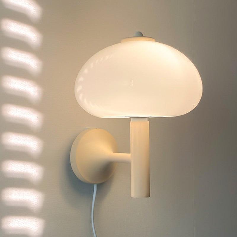 Cream Mushroom Glass Wall Light