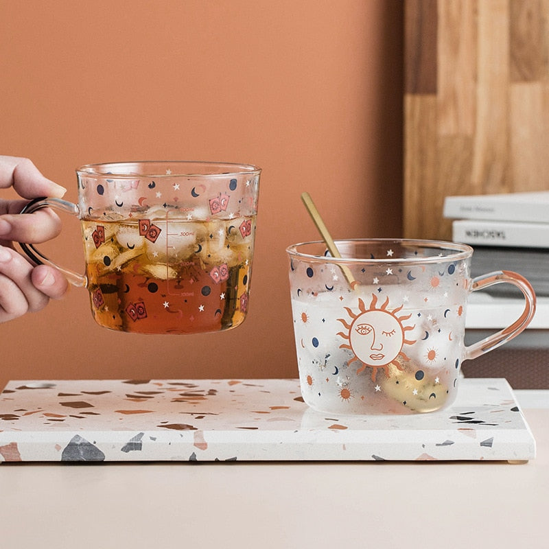 Round Transparent Printed Glass Mug