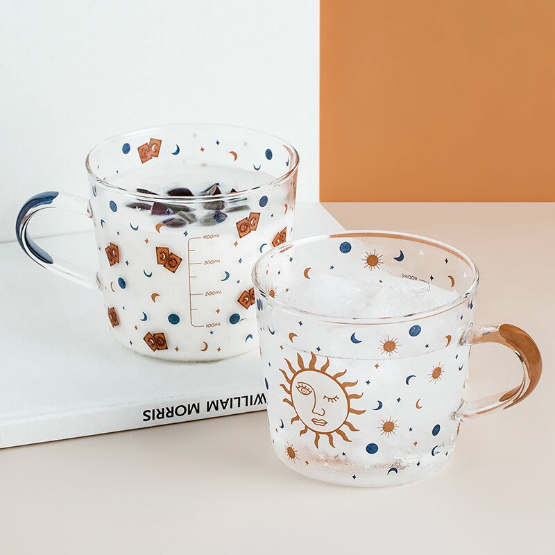 Round Transparent Printed Glass Mug