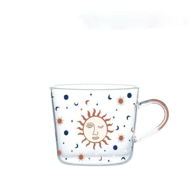 Round Transparent Printed Glass Mug