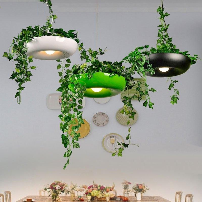 round stainless steel green black white pendant light