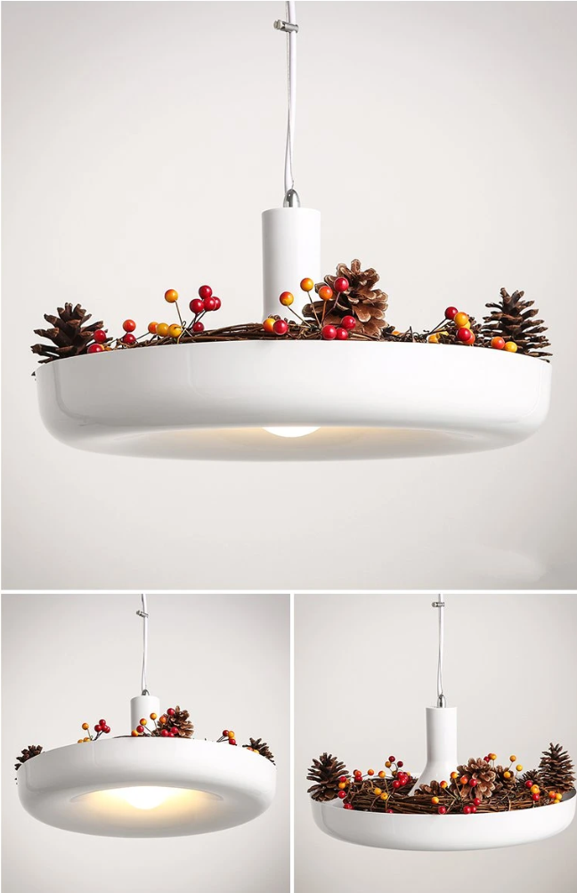 round stainless steel white pendant light