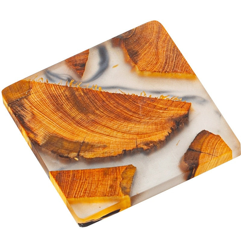 Square Transparent Encased Pine Smooth Coaster