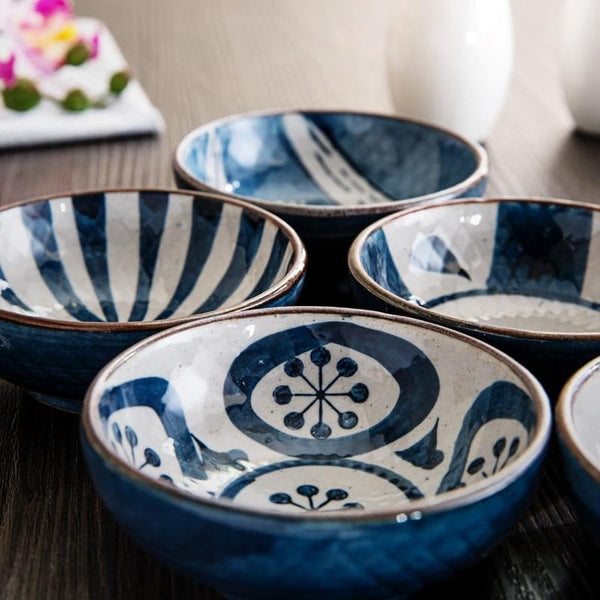 white and blue Nori Porcelain sauce dish