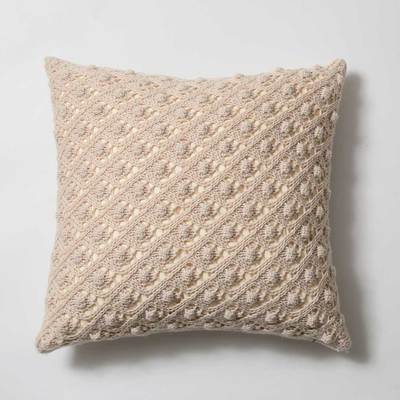 Vintage Cotton Crochet Knit Pillow Cover Beige