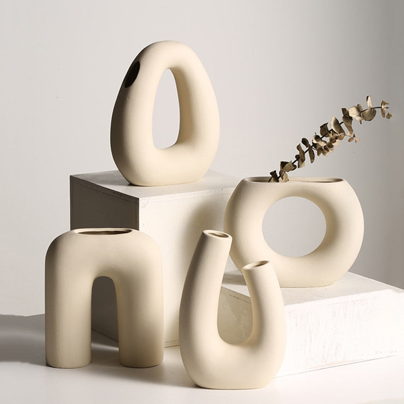 Off-White Architectural Shaped Ceramic Accents