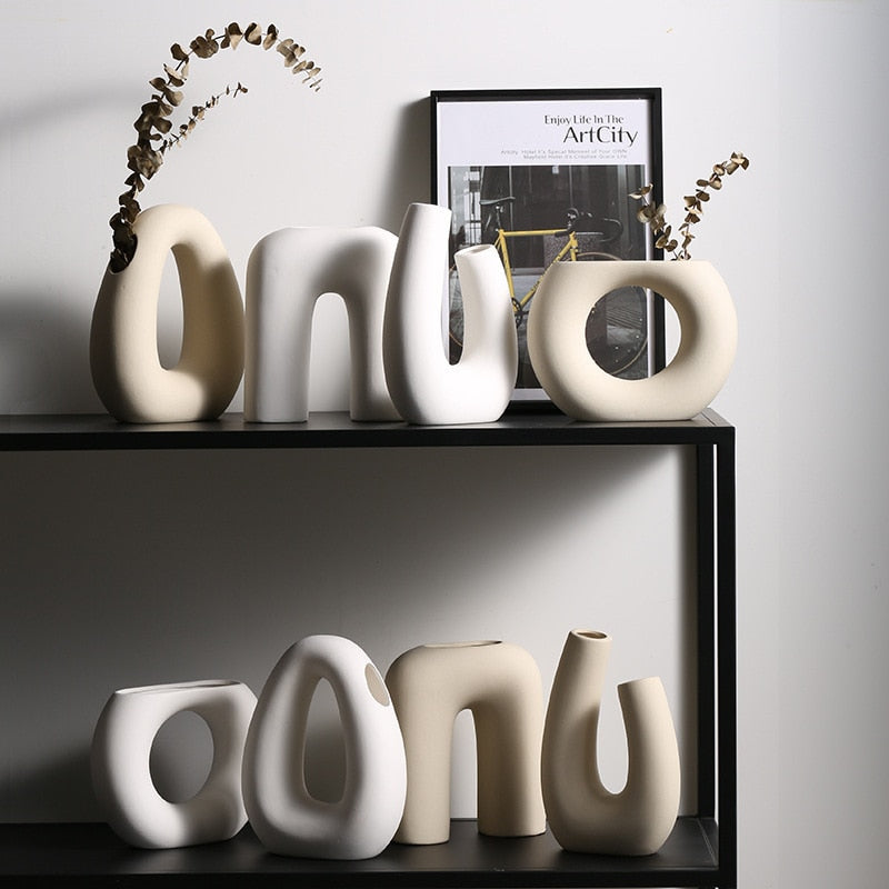 Off-White Architectural Shaped Ceramic Accents