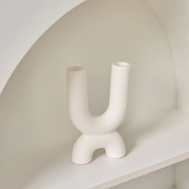 Off White Curves Architectural Ceramic Candle Holder