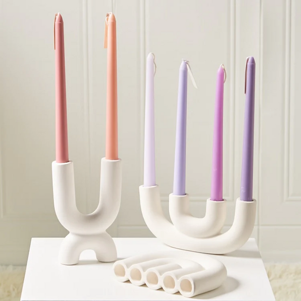 Off White Curves Architectural Ceramic Candle Holder