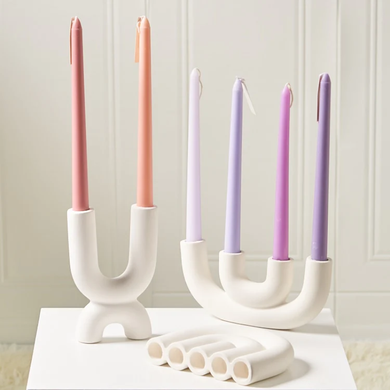 Off White Curves Architectural Ceramic Candle Holder