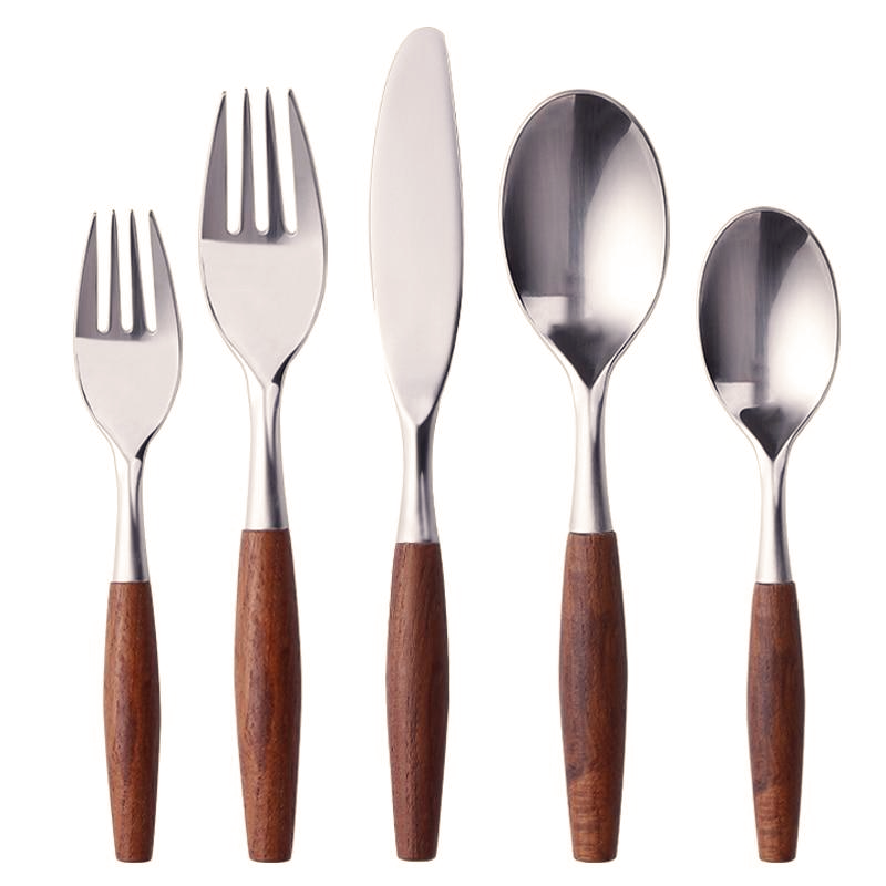 Only Natural Stainless Steel and Wood Flatware Set