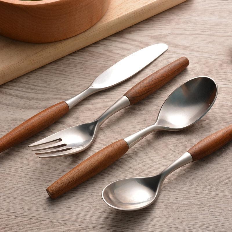 Only Natural Stainless Steel and Wood Flatware Set