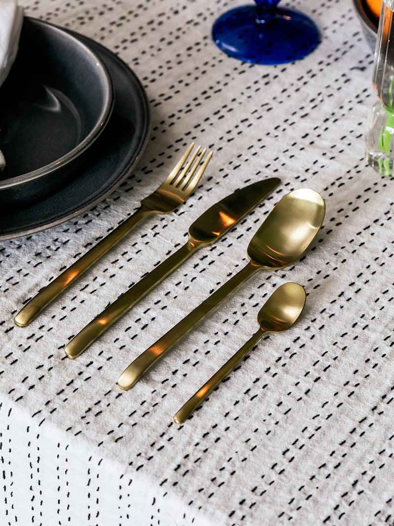 Onyx Black & Gold Stainless Steel Flatware Set