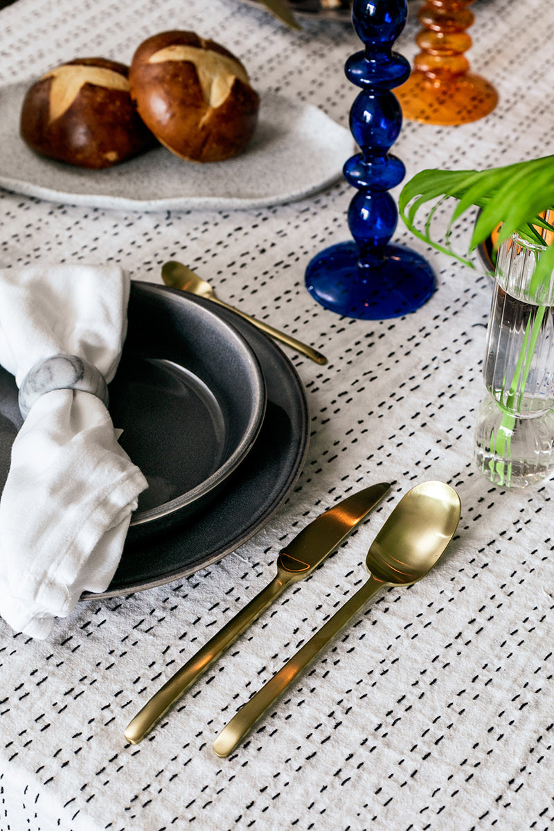 Onyx Black & Gold Stainless Steel Flatware Set