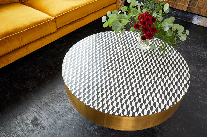 Optic & Brass Structure Coffee Table