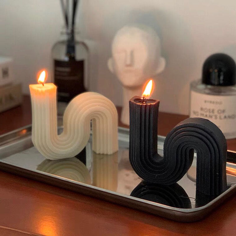 Decorative Accents Geometry Unique Candle Wave S Shape Unscented Decorative Candles