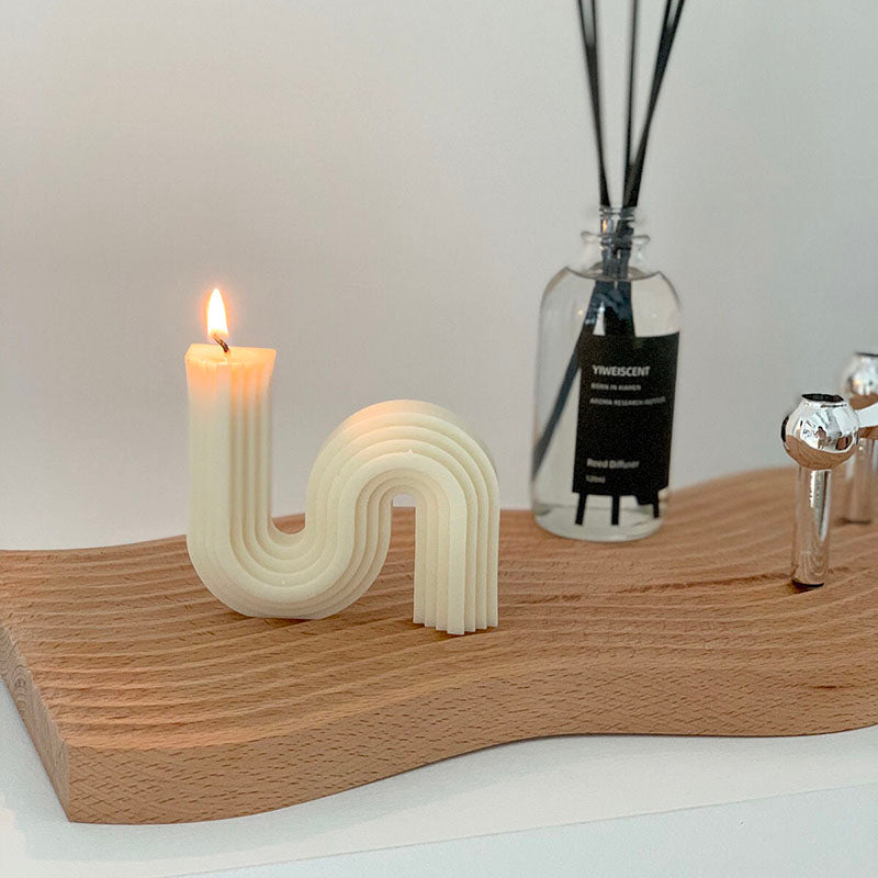 Decorative Accents Geometry Unique Candle Wave S Shape Unscented Decorative Candles