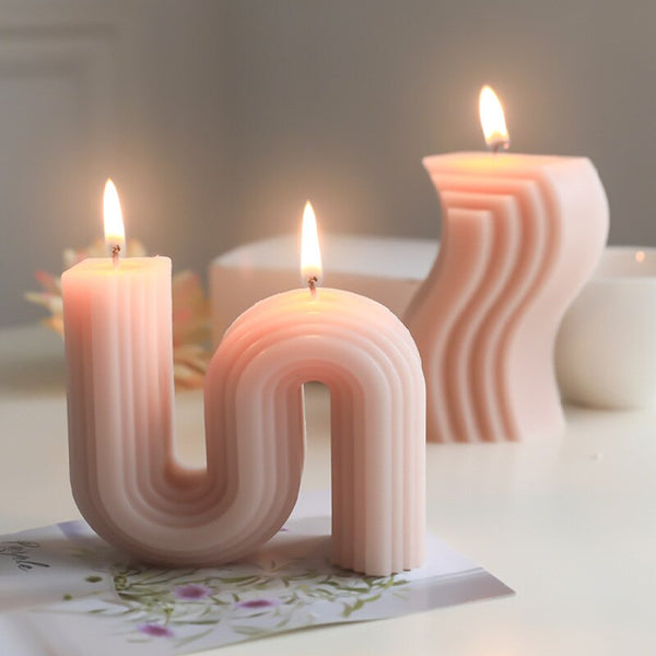 Decorative Accents Geometry Unique Candle Wave S Shape Unscented Decorative Candles