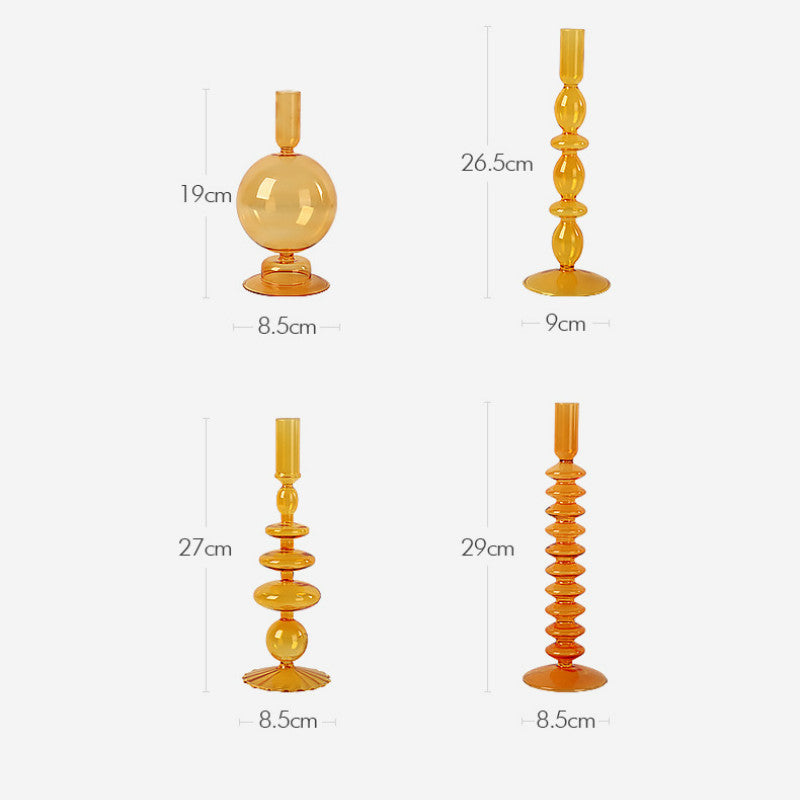 Bougeoirs en verre soufflé orange