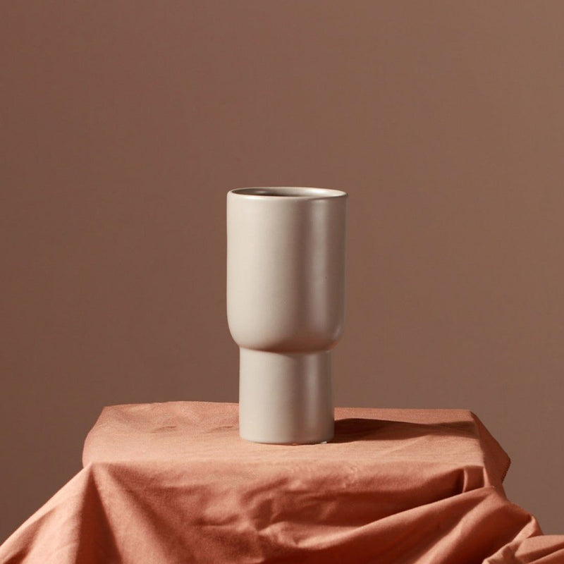 Modern Minimalist Style Handmade Ceramic Vase Taupe