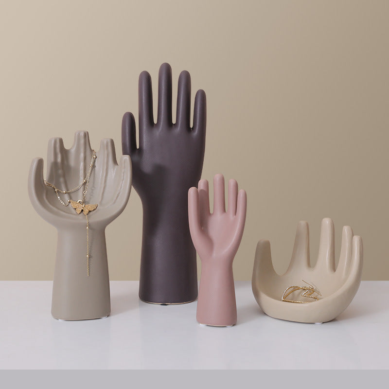 Home Decoration Ceramic Finger Palm Jewelry Display Shelf for Living Room