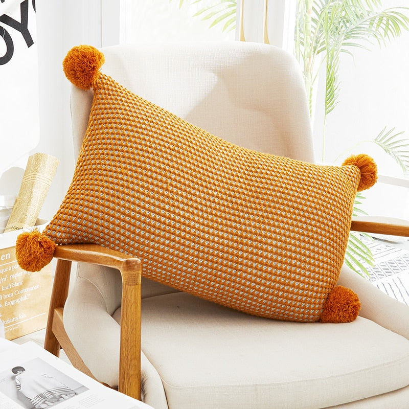 Rectangle Textured Orange Throw Pillow