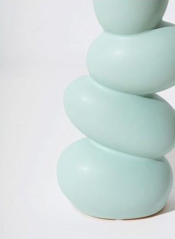 round egg shape mint green ceramic vase