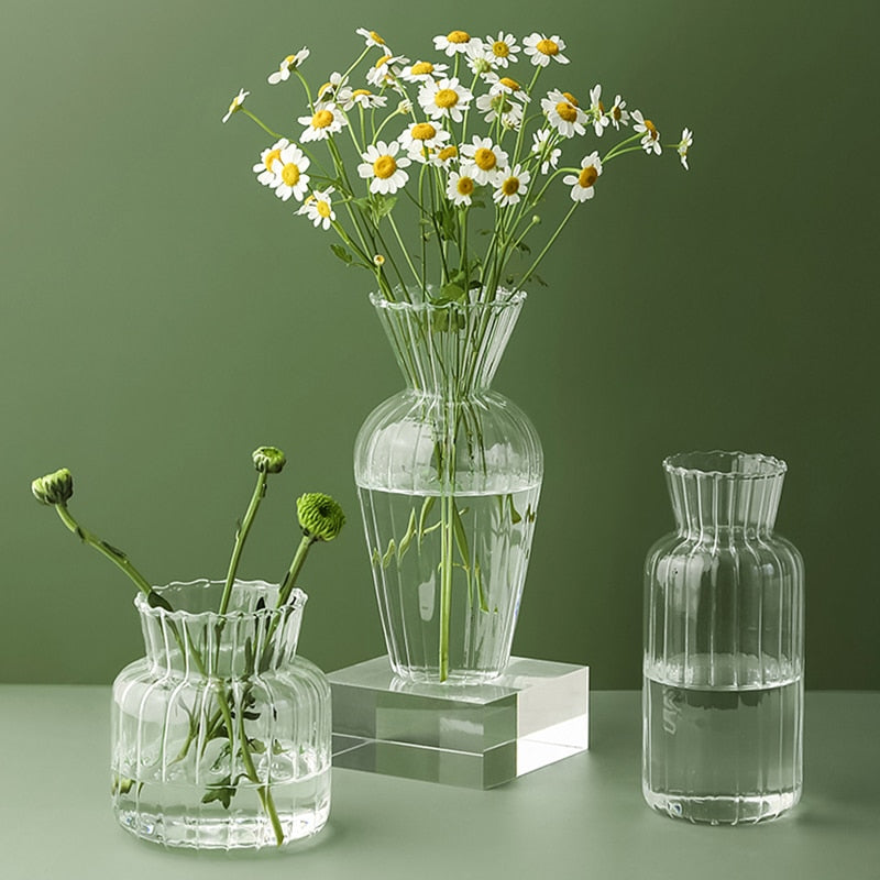 textured scalloped glass vase