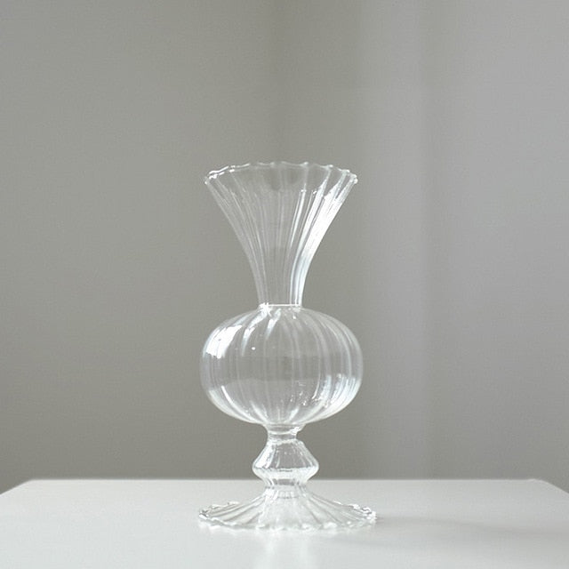 textured scalloped glass vase