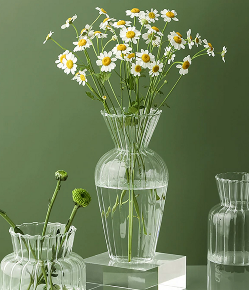 textured scalloped glass vase