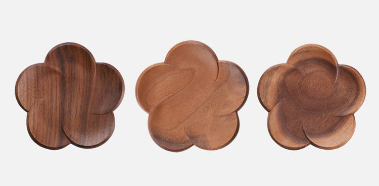 Brown Walnut Wood Petal Coaster