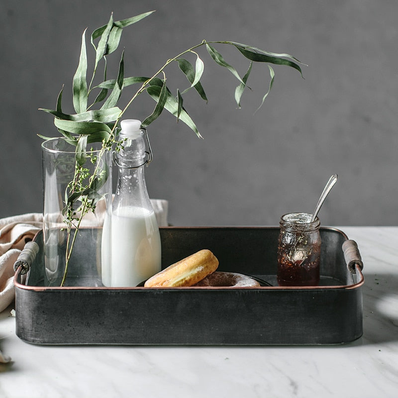 Rectangular Iron Black Serving Tray