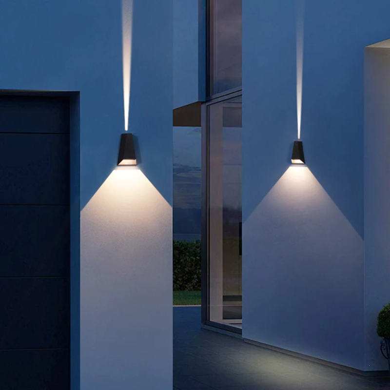 Boxy Black White Gray Double Shining LED Outdoor Wall Light