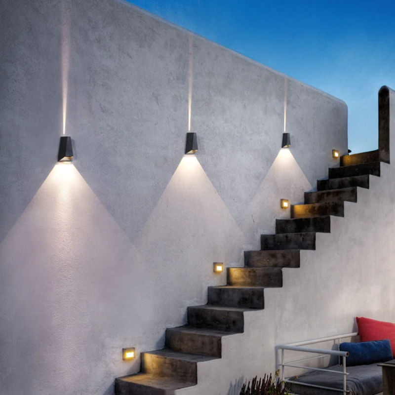 Boxy Black White Gray Double Shining LED Outdoor Wall Light