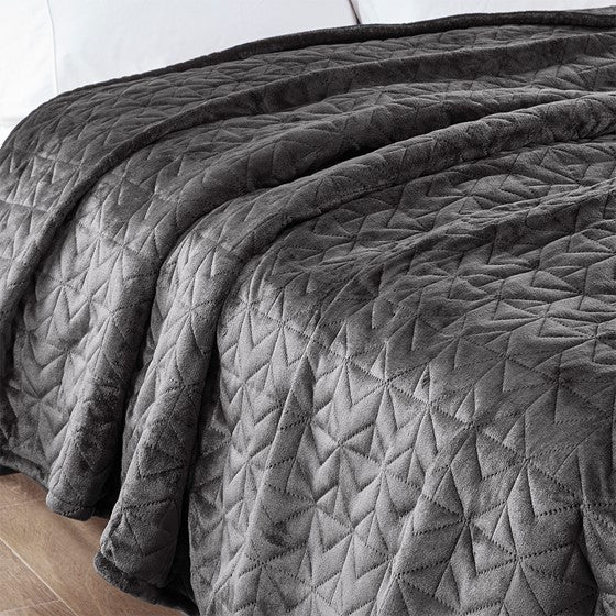 Quilted Plush Heated Blanket