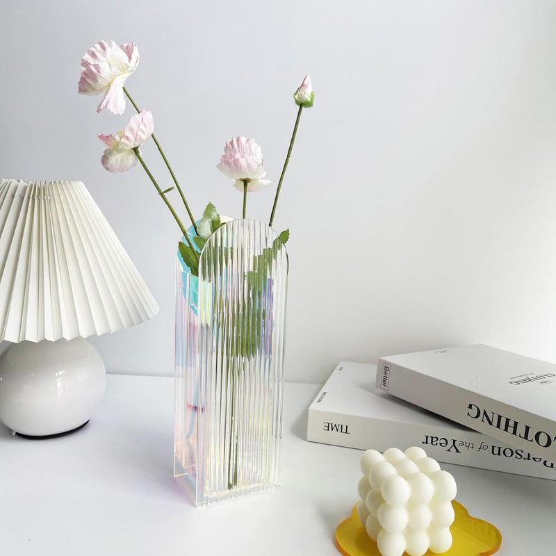 Acrylic Transparent Rainbow Tint Geometric Shaped Vase