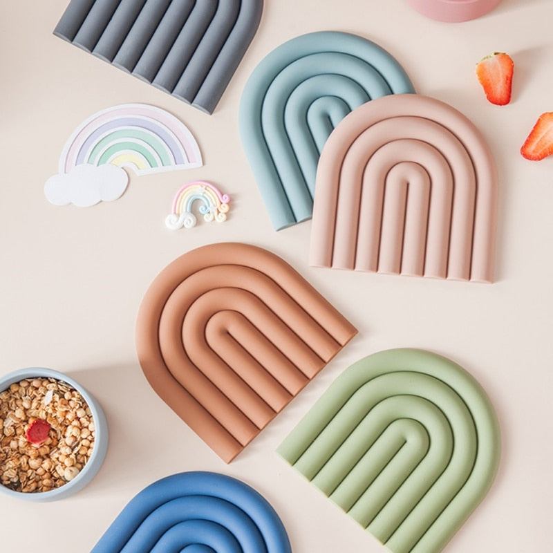 Sous-verres en silicone arc-en-ciel