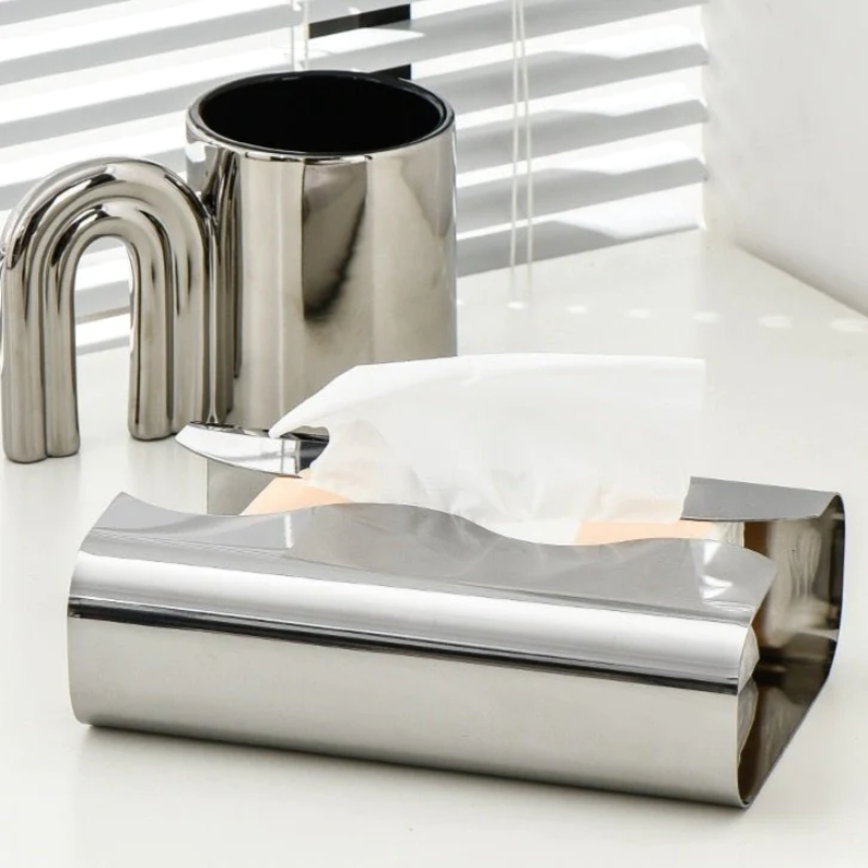 Silver Plated Stainless Steel Tissue Holder 