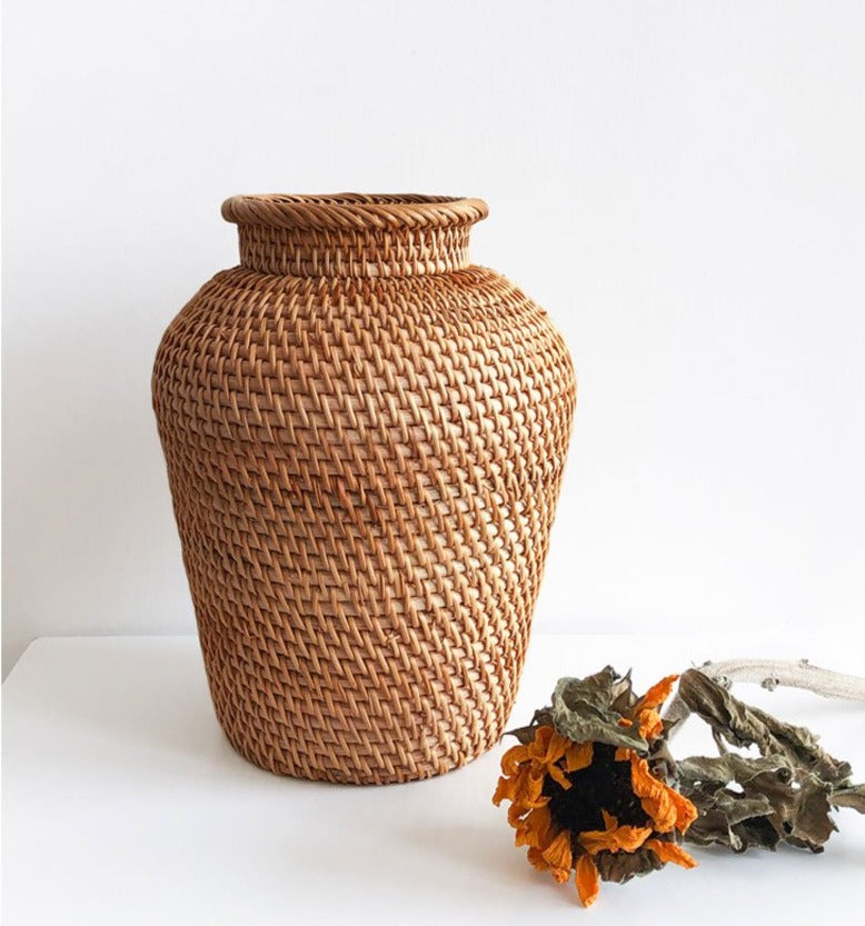 rattan hand woven vase