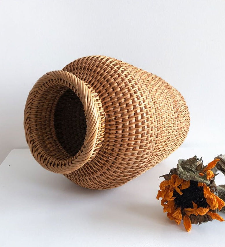 rattan hand woven vase