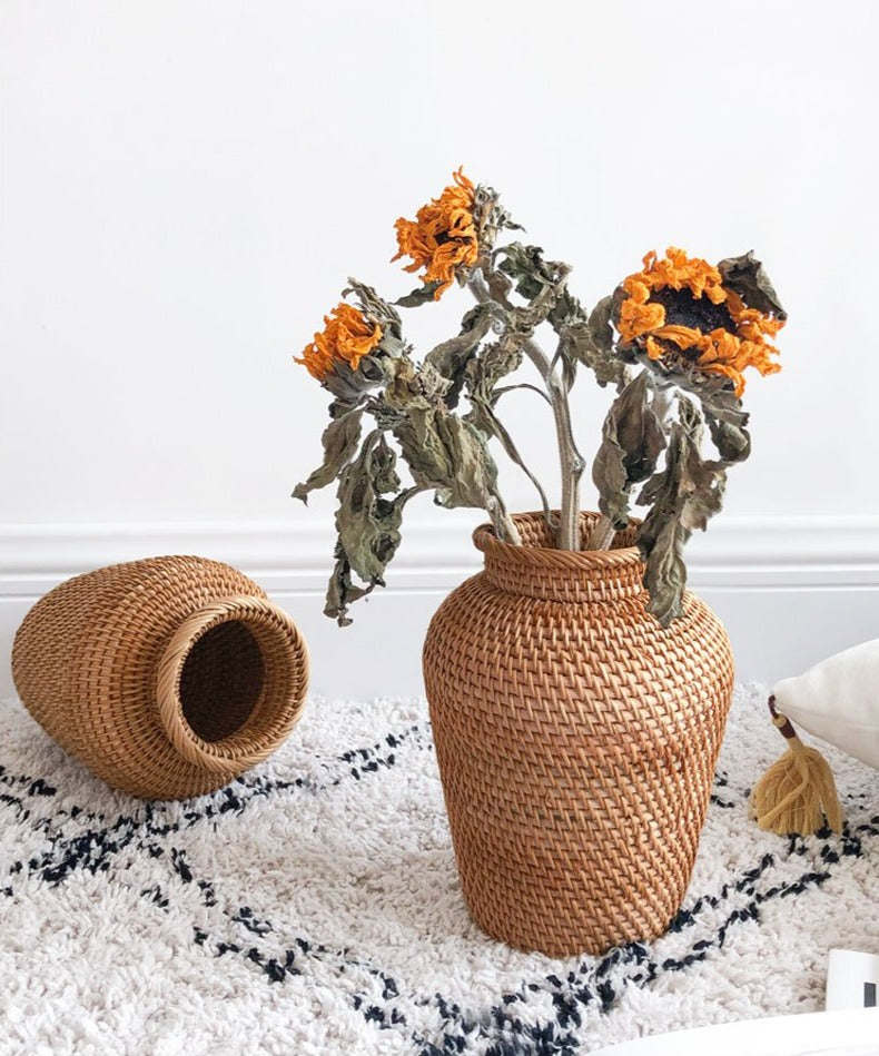 rattan hand woven vase