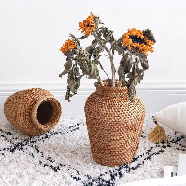 rattan hand woven vase