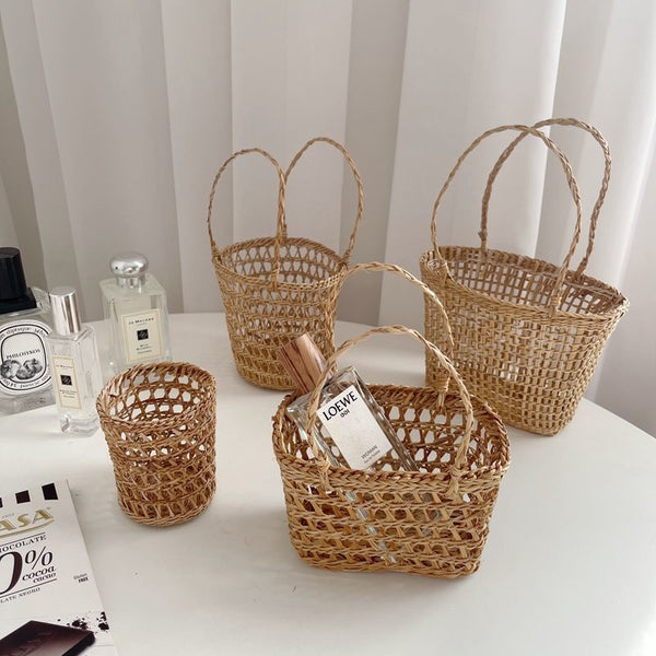 Rattan Straw Portable Baskets eco-friendly eco-chic natural rattan storage baskets