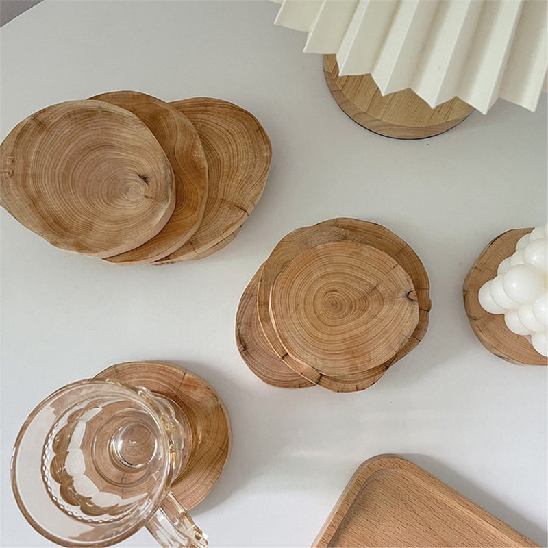 Natural Round Wood Slice Coasters Cup