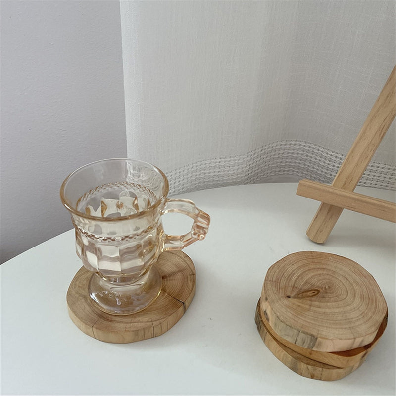 Natural Round Wood Slice Coasters Cup