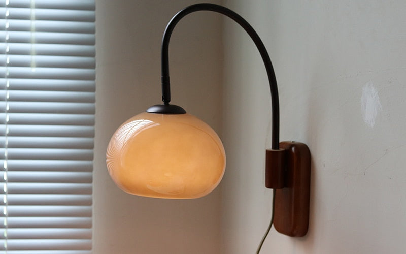 Retro Glass Stone Plug-in Wall Lamp