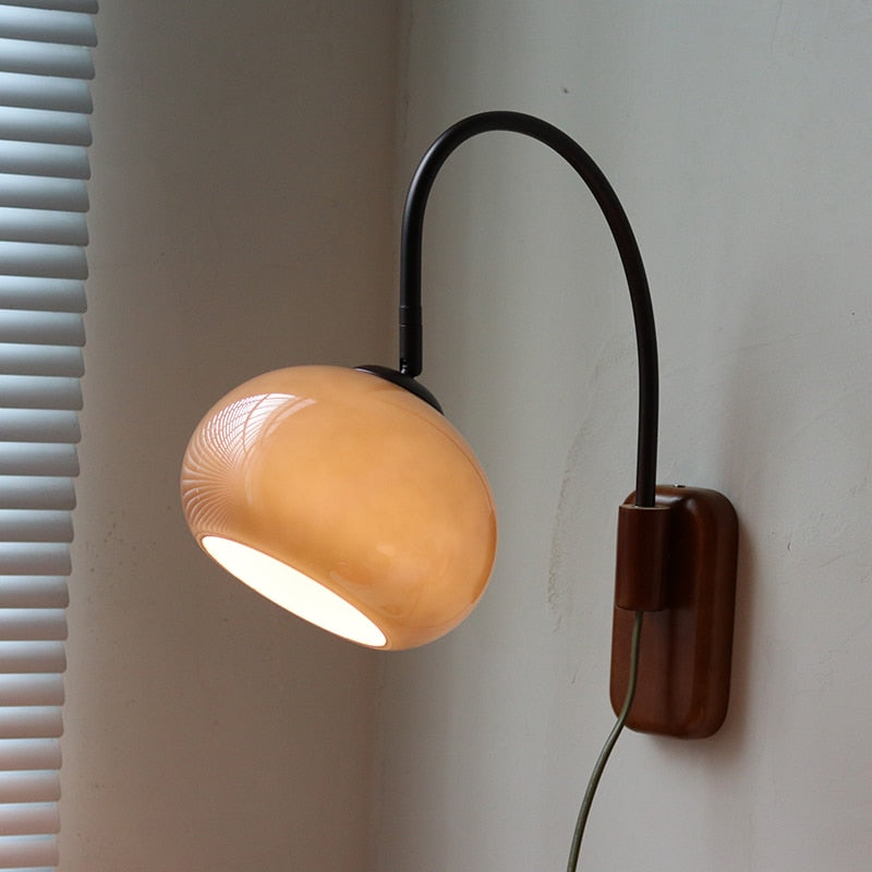 Retro Glass Stone Plug-in Wall Lamp