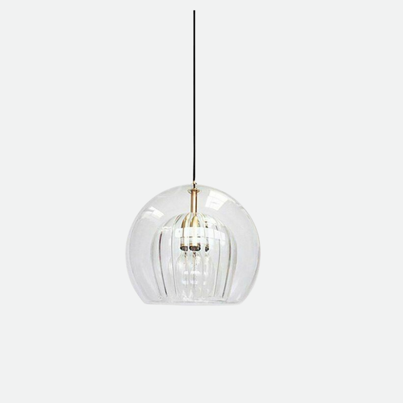 Round Clear Textured Glass Orb Ceiling Mounted Pendant Light