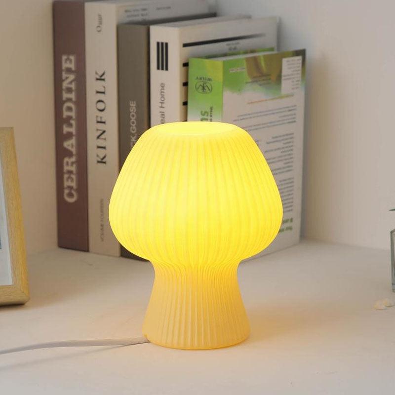 Tulip Mushroom Bedroom Glass Table Lamp with 3 Color Modes 